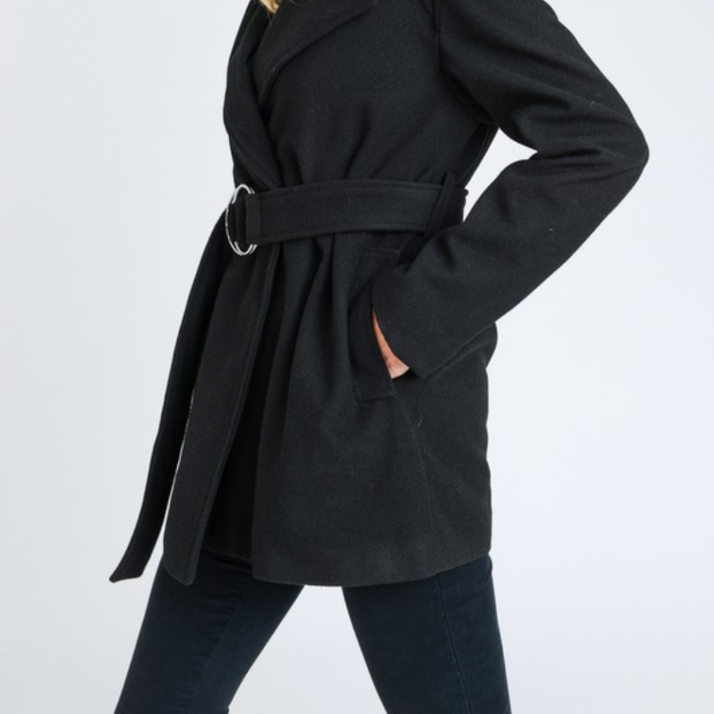 **PRICE FIRM** Belted Long Sleeve French Coat - Picture 6 of 8